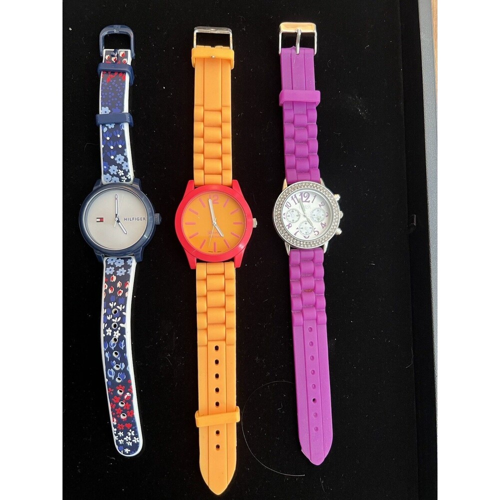 3 Women’s Watches Rubber Band Fun Colors working